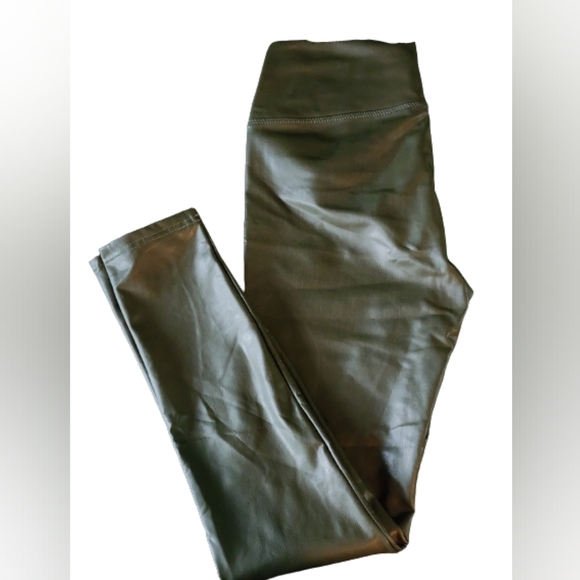 7 for all mankind faux leather high waisted legging color military green s - Picture 1 of 4